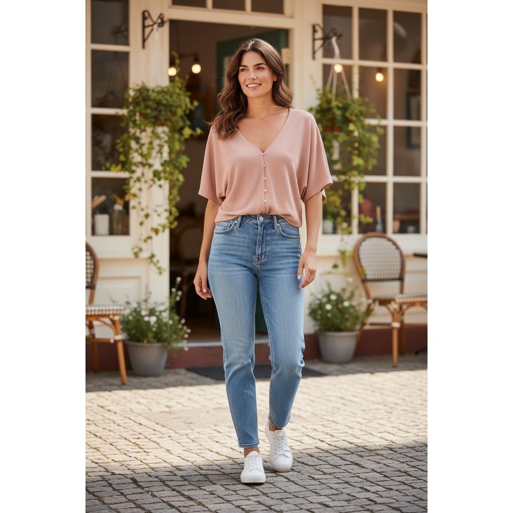 NWT Lascana Light Pink Blouse Size 4-6 S-M Oversized Flowy Lightweight Summer